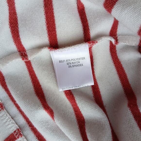 Jane + Delancey French Terry Hooded Top XL lace-up V-neck red striped unisex - Picture 8 of 15